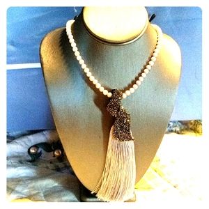 24" Tattooed BimBo Blue Lace Agate silk tassel